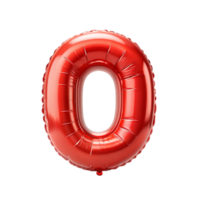 red balloon in shape of alphabet O is isolated on transparent background png
