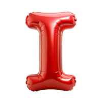 red balloon in shape of 3d alphabet I is isolated on transparent background png