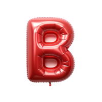 red balloon in shape of 3d alphabet B is isolated on transparent background png