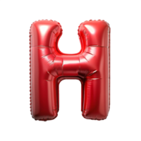 red balloon in shape of 3d alphabet H is isolated on transparent background png