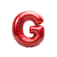 red balloon in shape of 3d alphabet G is isolated on transparent background png