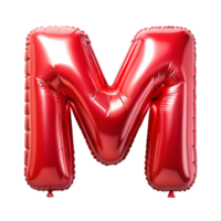 red balloon in shape of alphabet M is isolated on transparent background png