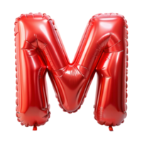 red balloon in shape of 3d alphabet M is isolated on transparent background png