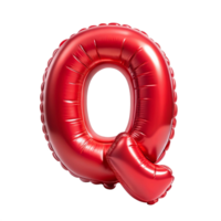 red balloon in shape of 3d alphabet Q is isolated on transparent background png