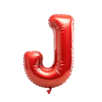 red balloon in shape of 3d alphabet J is isolated on transparent background png