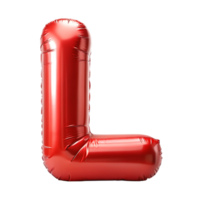 red balloon in shape of 3d alphabet L is isolated on transparent background png