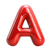 red balloon in shape of alphabet A is isolated on transparent background png