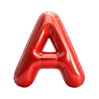 red balloon in shape of 3d alphabet A is isolated on transparent background png