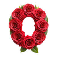 rot Rose im das gestalten von Nummer Null ist isoliert auf transparent Hintergrund png