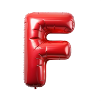 red balloon in shape of 3d alphabet F is isolated on transparent background png