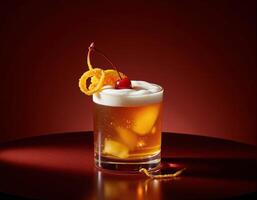 Classic Whiskey Sour Cocktail with Garnish photo