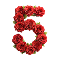 rot Rose im das gestalten von Nummer fünf ist isoliert auf transparent Hintergrund png