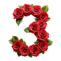 red rose in the shape of number two is isolated on transparent background png
