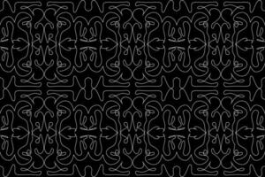 A captivating repeating pattern of intricate white lines against a solid black background, perfect for digital and print applications. vector