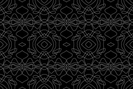 un visualmente sorprendentes resumen modelo presentando intrincado blanco líneas en un sólido negro fondo, ideal para fondos de pantalla o moderno gráfico diseño. vector