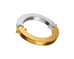 Silver And Gold Rounded Clockwise Arrow Loop Signifies Recycling Continuous Rotation 3D Illustration png