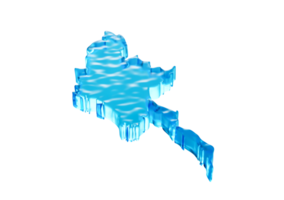 Deep Ocean Blue Ice Water Myanmar Burma Map Global Warming Water Storage Concept 3D Illustration png