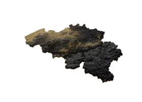 Belgium Map Golden Metallic Texture Map Gold Reserves And Gold Mining Concept 3D Illustration png