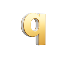 Shiny Golden Small Letter q Gleams With Its Sleek Modern Design With Sharp Edges 3D Illustration png