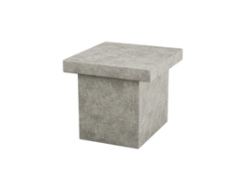 Grey concrete podium block, rectangular with wider top surface, rough texture. 3D Illustration png