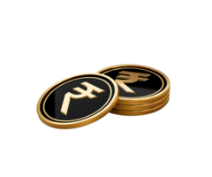 3d Stack Of Golden And Black Indian Rupee Coins, 3d Illustration png