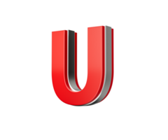 Vibrant Red Capital Letter U Gleams With Its Sleek Design Bold Font With Sharp Edges 3D Illustration png