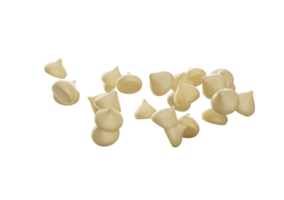 Collection of white chocolate chips scattered in the air, 3D Illustration png