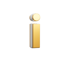 Shiny Golden Small Letter i Gleams With Its Sleek Modern Design With Sharp Edges 3D Illustration png