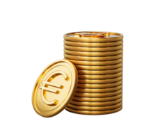 3d Stack of golden coins with Euro symbol. 3D Illustration png