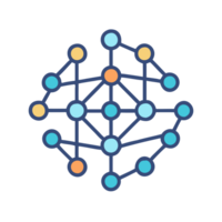 Interconnected nodes icon illustrating neural networks in technology creative environment digital design perspective png