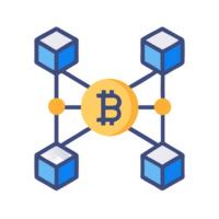 Blockchain technology icon representing interconnected blocks for digital currency development technology environment png