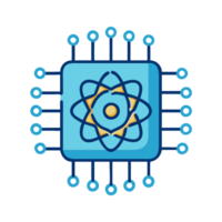 Quantum computing icon with complex particles digital art technology environment futuristic viewpoint png