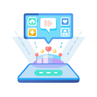 Interactive holographic interface icon with floating screen digital workspace modern design virtual environment user-centric concept png