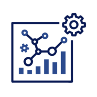 Machine learning icon with graph line and gear in business environment visualizing data analysis concepts png