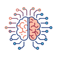Aglowing ai-powered brain icon with data flowing digital realm graphic illustration futuristic environment conceptual view png