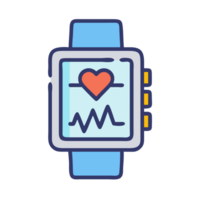 Ai-powered health icon on smartwatch technology showcase digital display modern environment close-up view png