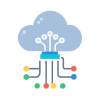 Cloud computing icon with data streams flowing digital technology abstract environment modern viewpoint png