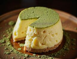 A small piece of cheesecake on a plate photo