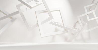 Square frame white objects backdrop empty interior studio room background 3d rendering photo