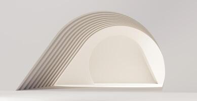 Abstract white curve corridor empty interior room background, 3d rendering. photo