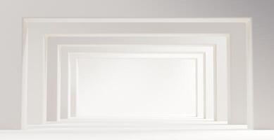 Sqaure white corridor empty interior room background, 3d rendering. photo