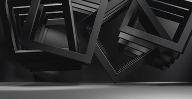 Abstract architecture black backdrop empty interior studio room background 3d rendering photo