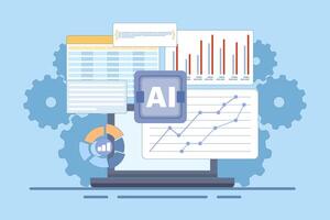 AI Enhanced Data Visualization Concept for Business Insights. Use AI to transform data into actionable visual insights for better decision making. data dashboard with charts. vector