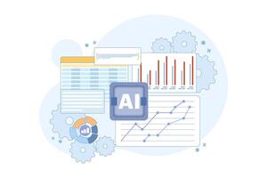 AI Enhanced Data Visualization Concept for Business Insights. Use AI to transform data into actionable visual insights for better decision making. data dashboard with charts vector