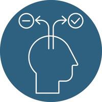 A person's head with two arrows pointing to the right and left vector