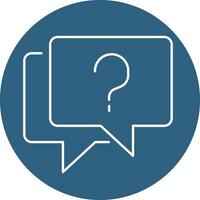 A blue speech bubble with a question mark vector
