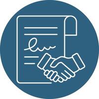 A handshake icon with a document and a handshake vector