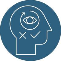 A white outline of a head with an eye and a check mark vector