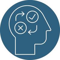 A white outline of a head with arrows pointing to different directions vector