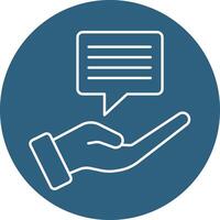 Hand with speech bubble icon vector